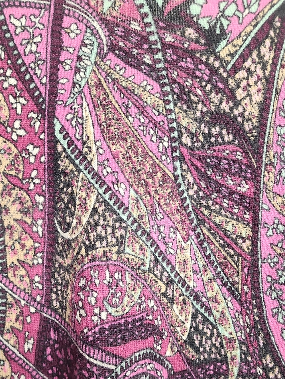 Talbots Petite XL Pure Cashmere SOFT Paisley Pullover - Pink Black Cream Accents - Picture 5 of 7